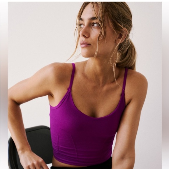 NWOT Free People Good Karma Ruched Crop Tank XS/S Deep Mulberry $19 - Picture 4 of 9